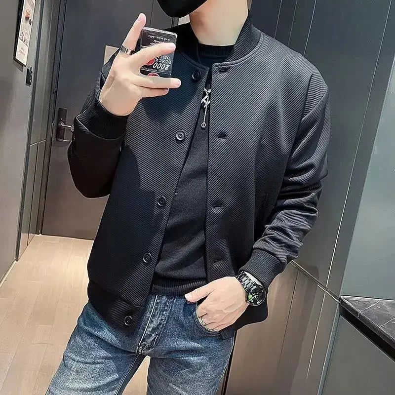 Model wearing the Urban Fall Jacket, demonstrating its versatility from professional to casual settings.