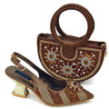 Rhinestone bag set paired with elegant heels, perfect for a polished look.