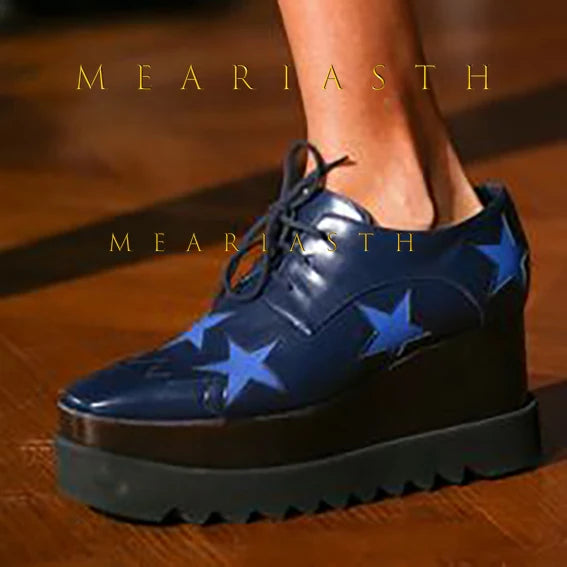 Casual leather platform sneakers with hidden wedge for everyday wear