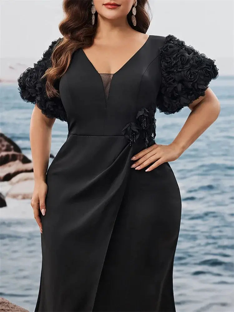 Full-length view of the Midnight Cascade dress, perfect for high-profile events and formal gatherings.
