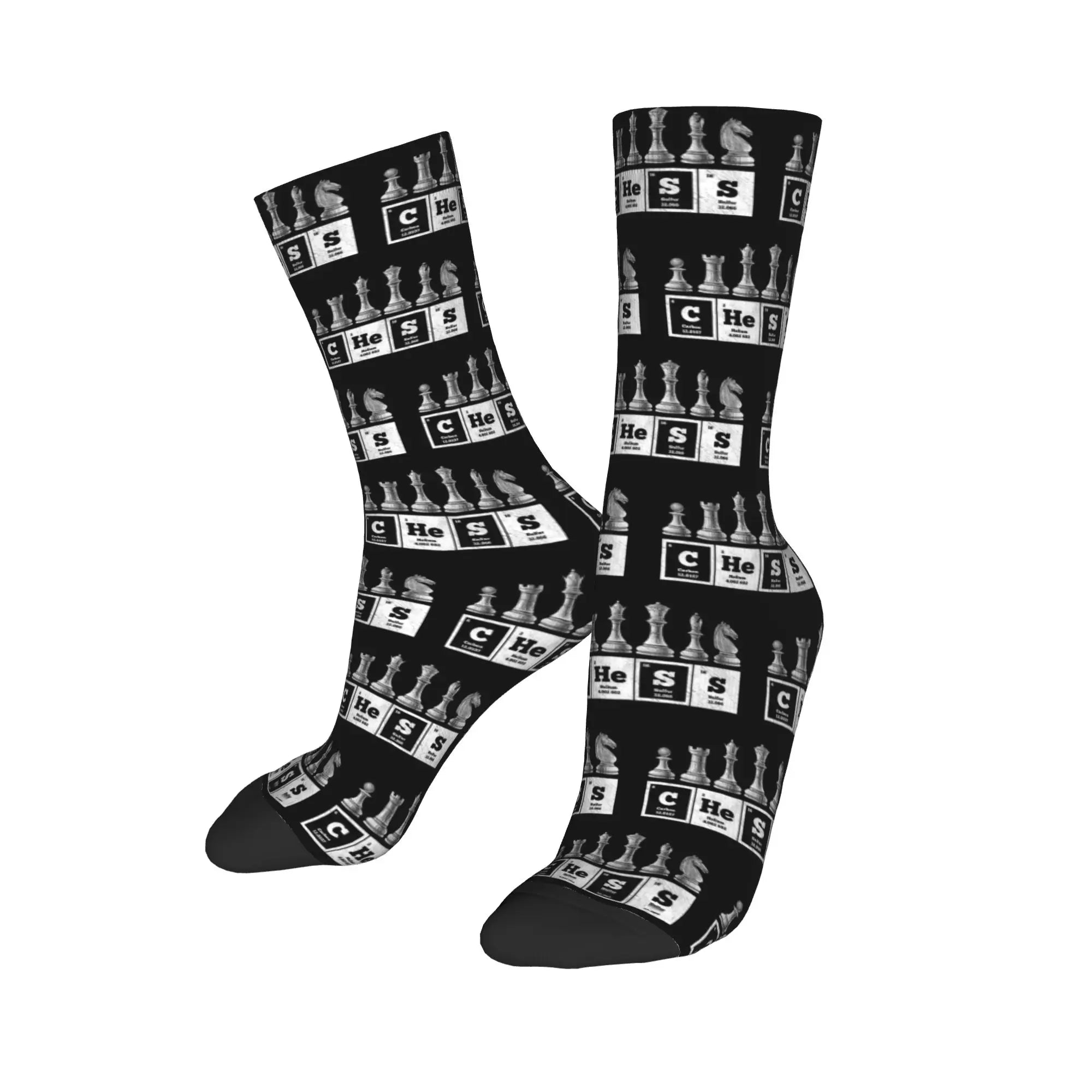 Durable chess-themed crew socks perfect for casual outings and game nights.