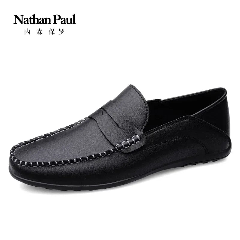 Comfortable slip-on bean shoes in soft leather for everyday wear and weekend outings