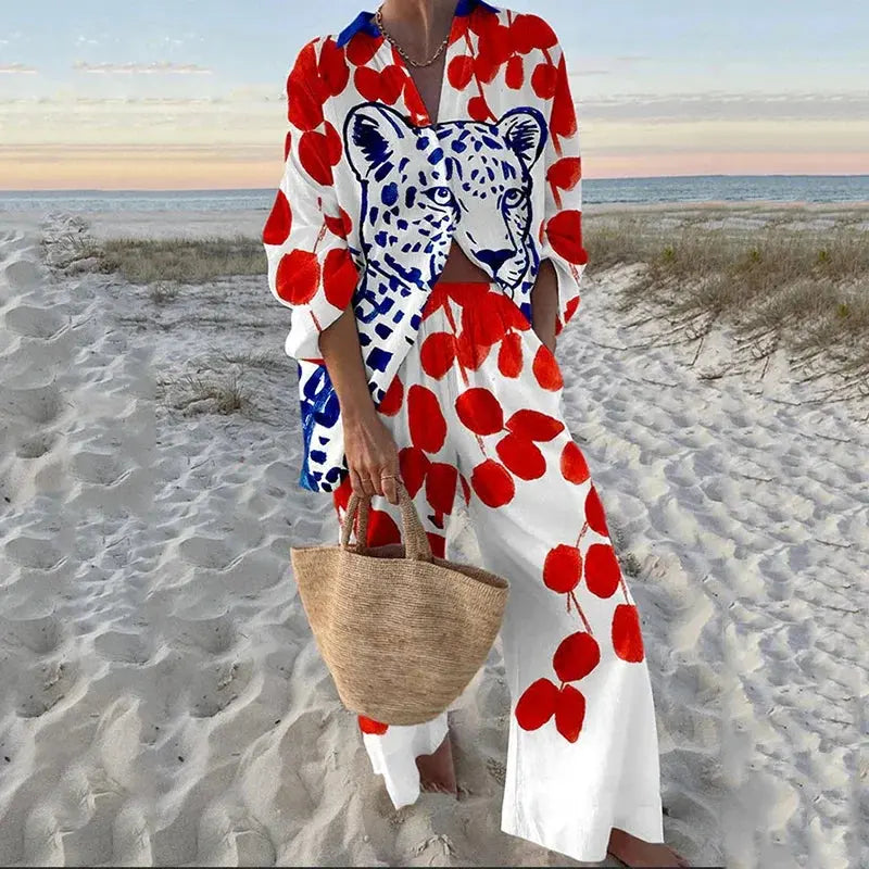 Breezy two-piece set perfect for casual seaside strolls.
