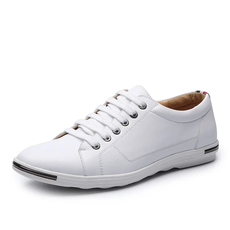 Premium leather lace-up sneakers for men with breathable construction and all-day comfort
