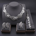 Lightweight multicolor crystal wedding jewelry set with necklace, bracelet, earrings and statement ring