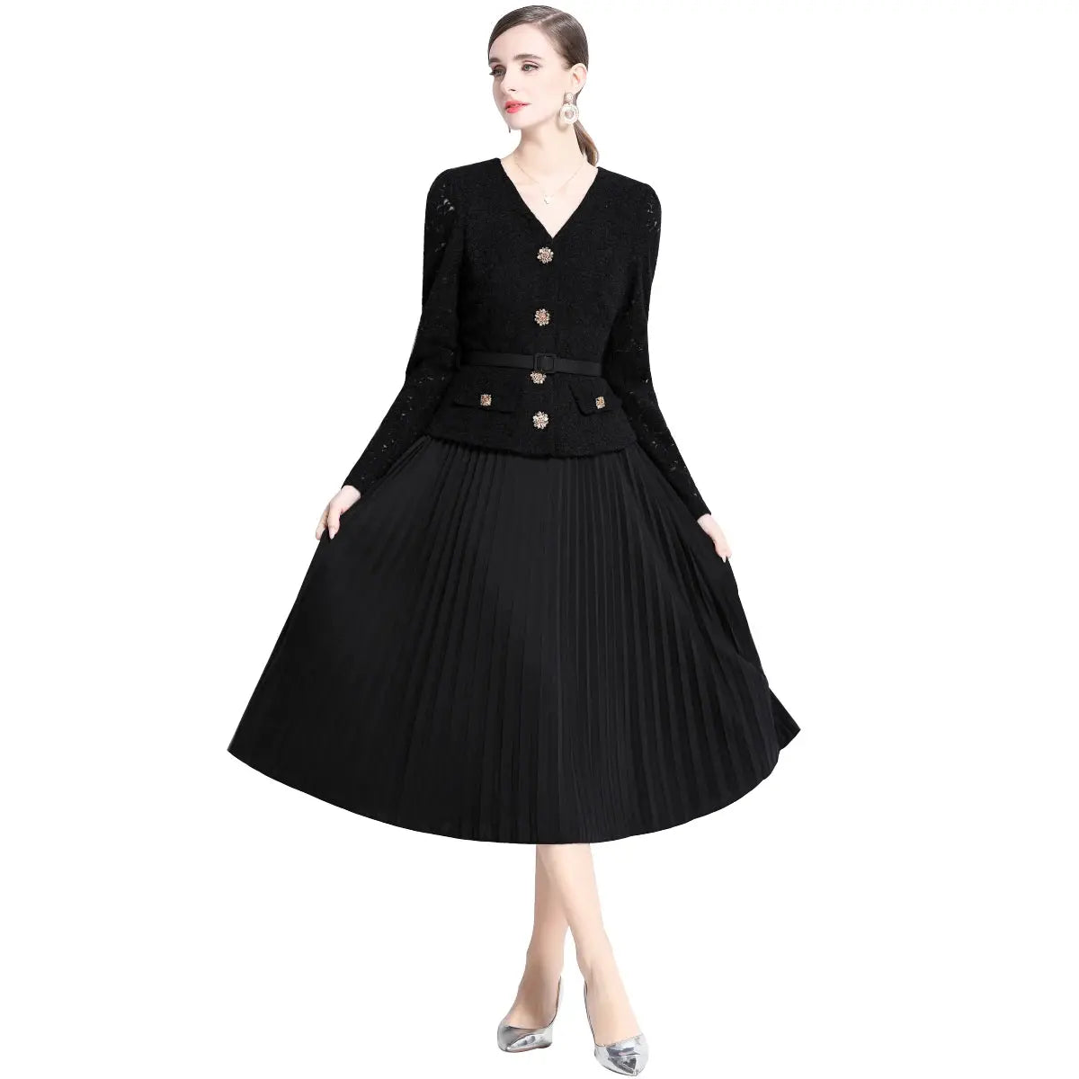 Twilight Soiree Gown draped elegantly on a hanger, showcasing its luxurious fabric blend.