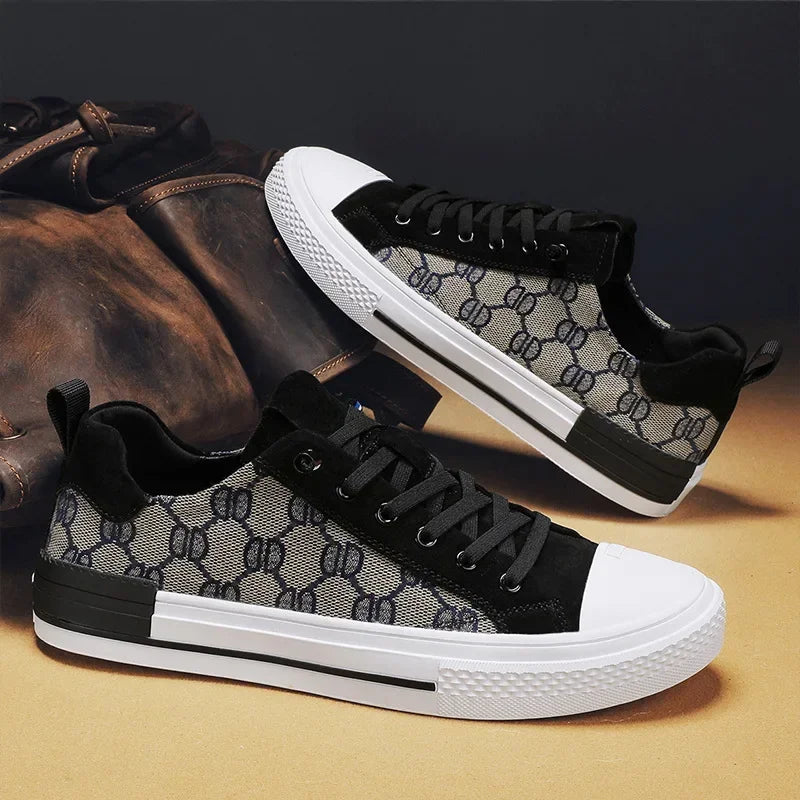 Men's canvas sneakers in mixed colors, perfect for urban casual wear.