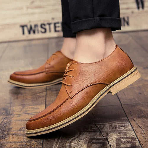 Professional boardroom leather derby shoes showing premium construction and polished finish