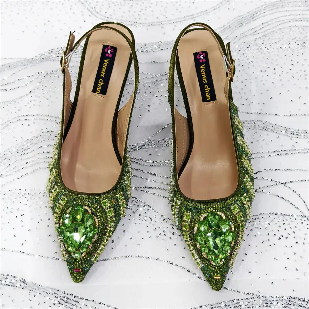 Chic green pumps designed for confidence and luxury.