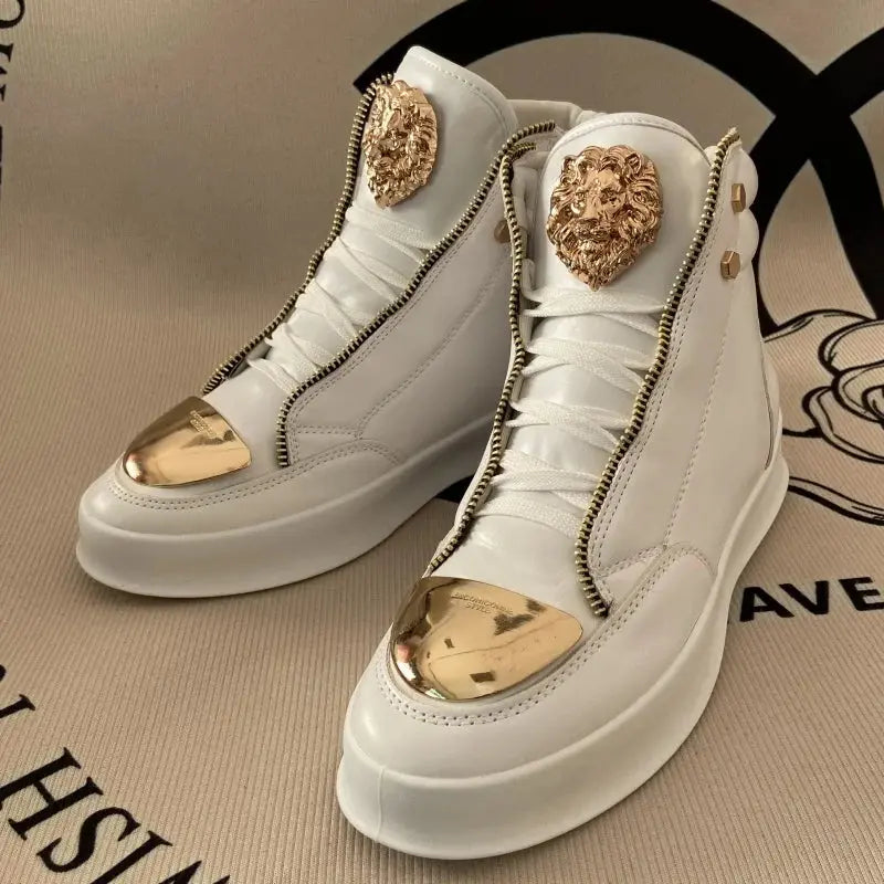Versatile black high-top sneakers suitable for various occasions.
