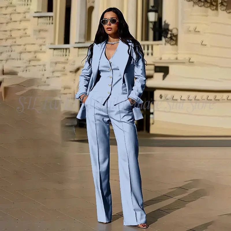 Model showcasing the tailored confidence set in a professional setting.