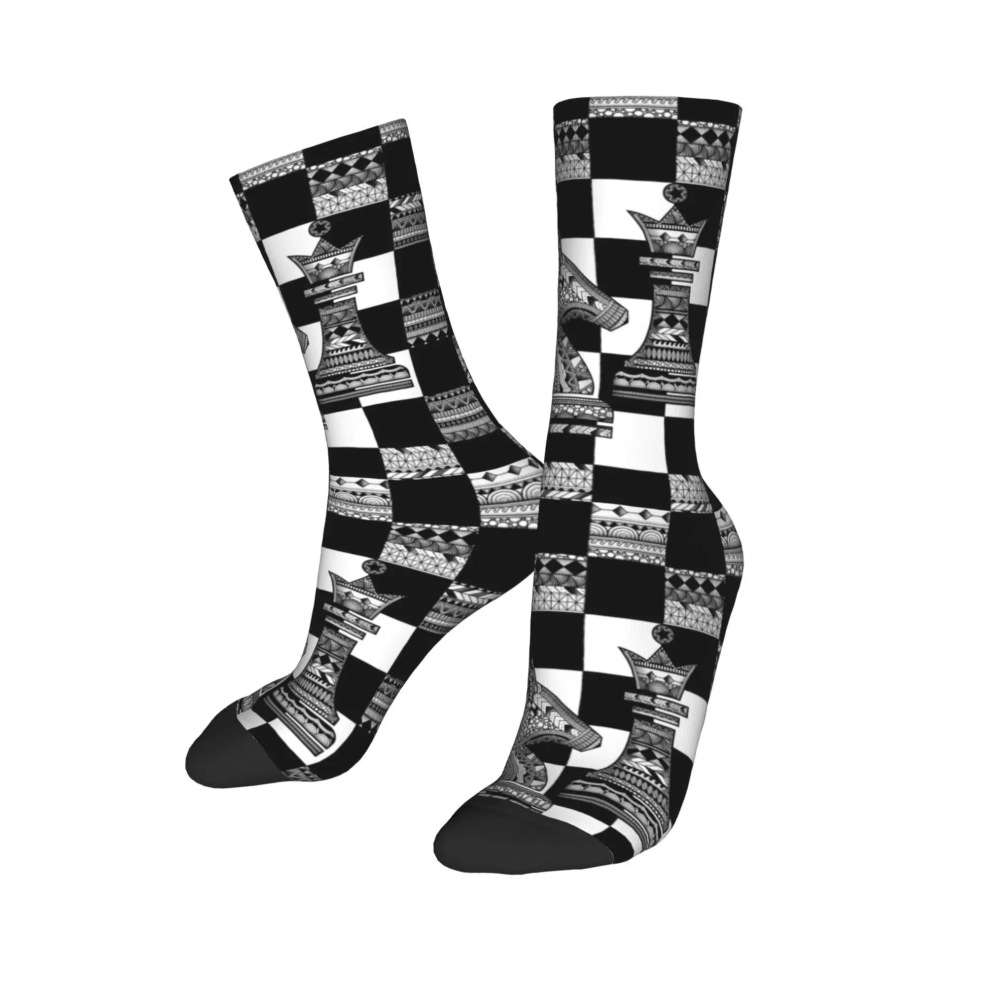 Resilient chess socks that resist wear and tear, suitable for various occasions.
