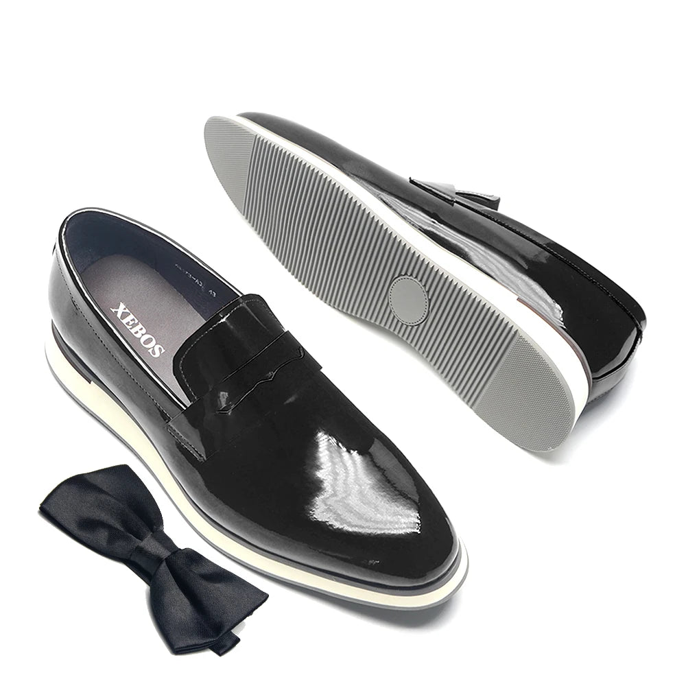 Sophisticated men's loafers featuring lustrous patent leather and effortless style