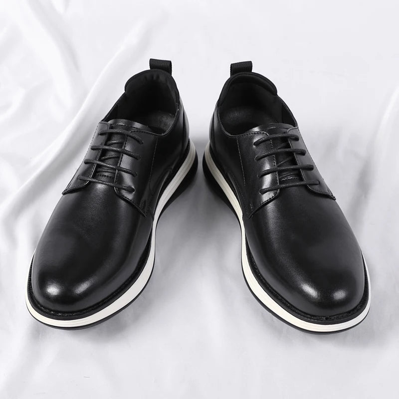 Professional men's leather oxford shoes with breathable design and waterproof construction