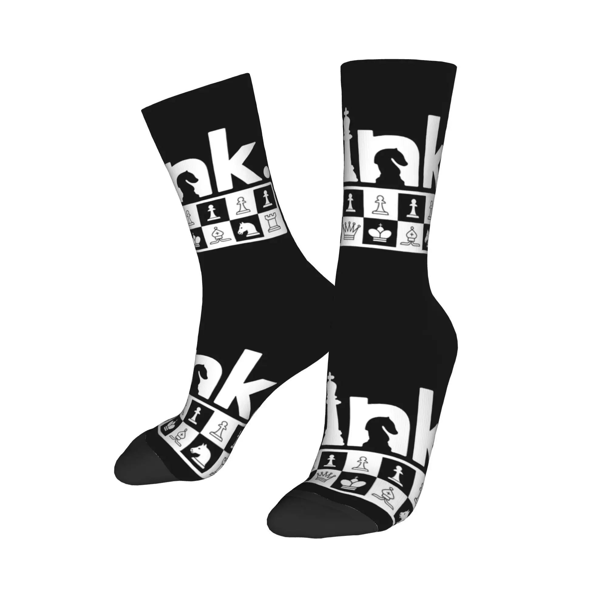 Intellectual fashion socks with a chessboard print, great for casual gatherings.