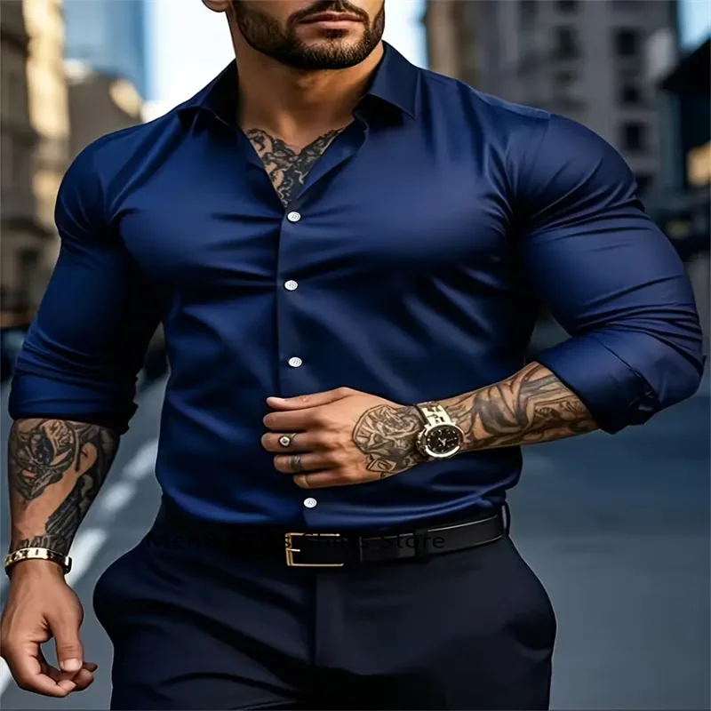 Back view of the silk-blend dress shirt, emphasizing its sleek design.