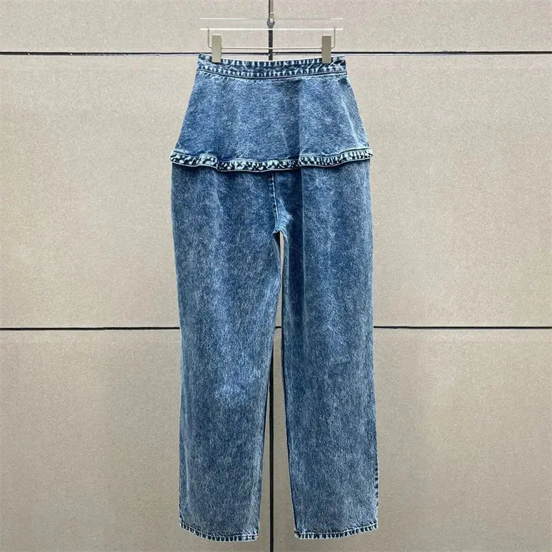 Wide leg design of Summer Breeze Denim showcasing retro style and breathable fabric.