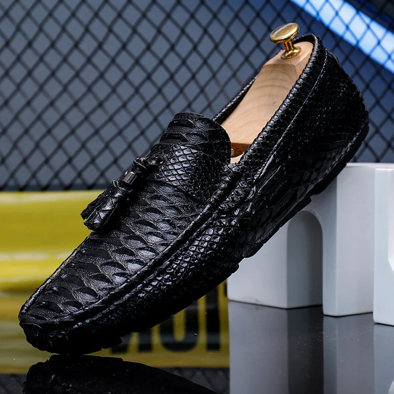 Breathable brown leather loafers with cushioned footbed and sophisticated perforated accents