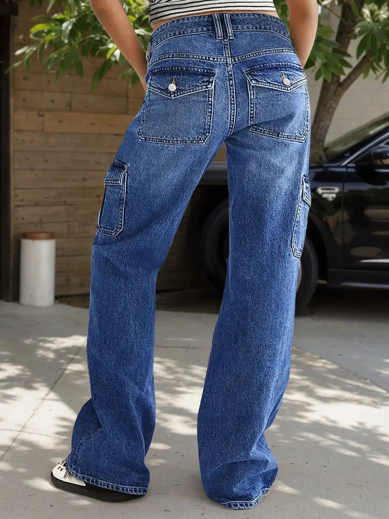 Close-up of City Stride jeans showcasing the soft cotton and spandex blend for ultimate comfort.