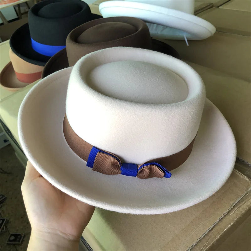 Close-up of the fedora's brim and crown details.