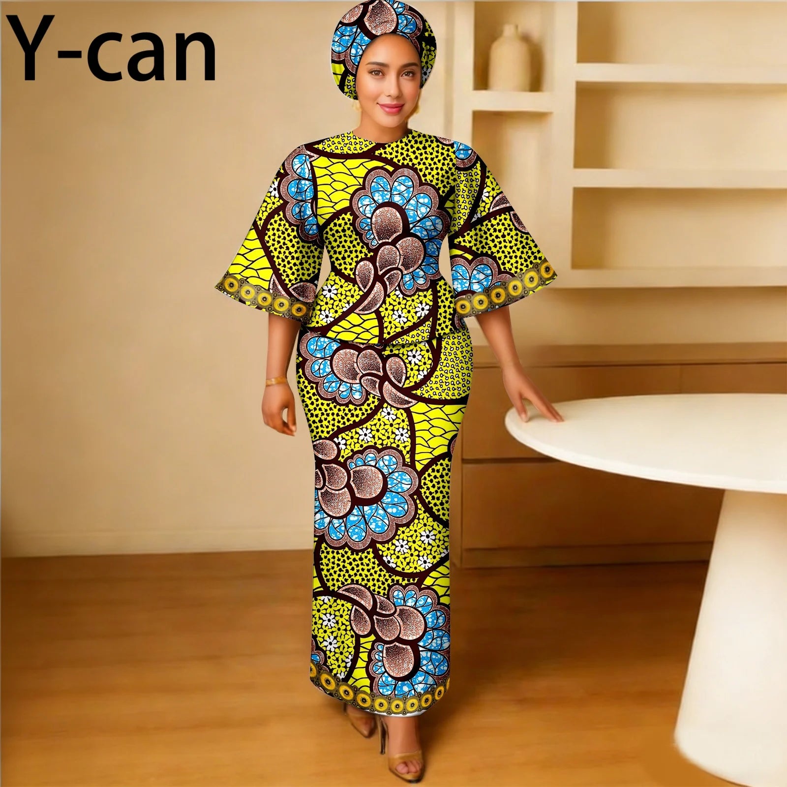 African Traditional Outfits for Women Luxury Top and Slim Fit Skirt Set Bazin Riche Attire for Party Wedding 2626011