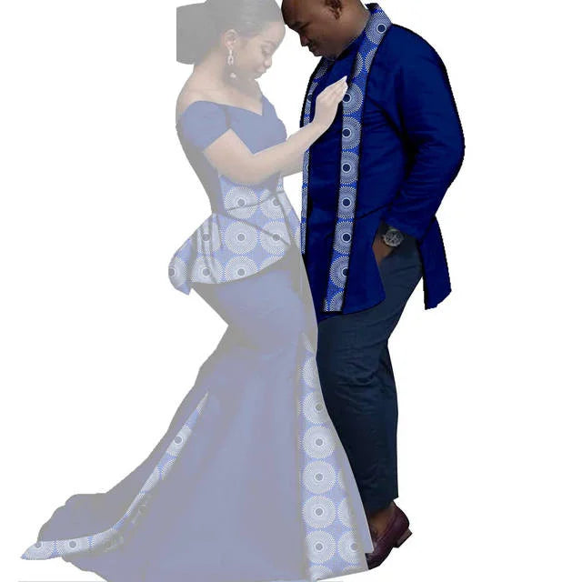 Dashiki Couple African Matching Outfits – Ankara Party Dress & Men's Top