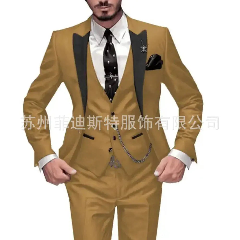 Sleek trousers paired with the blazer, emphasizing the suit's modern fit.