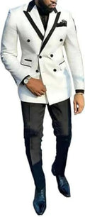 Model wearing a men's suit, exuding confidence in a professional environment with a sharp impact.