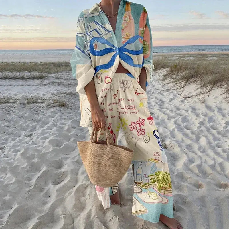 Comfortable two-piece set with an easy care fabric.