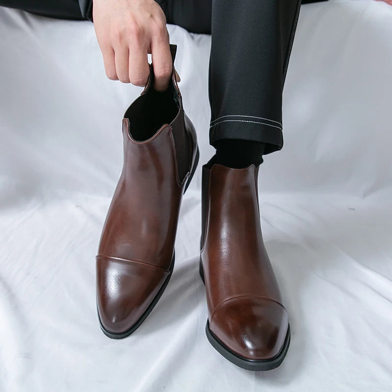 Pull-on ankle boots showing secure fit and sleek professional design