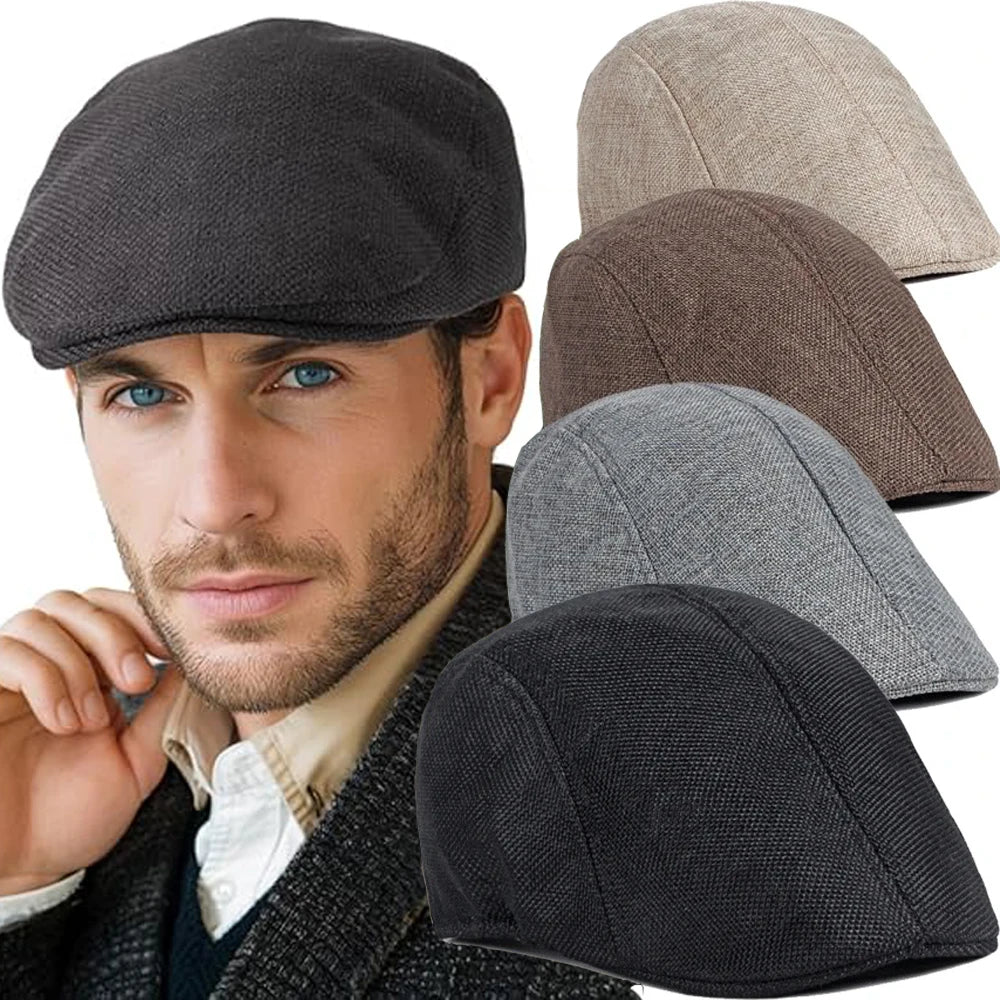 Classic British beret hat for men in solid color with premium knit construction