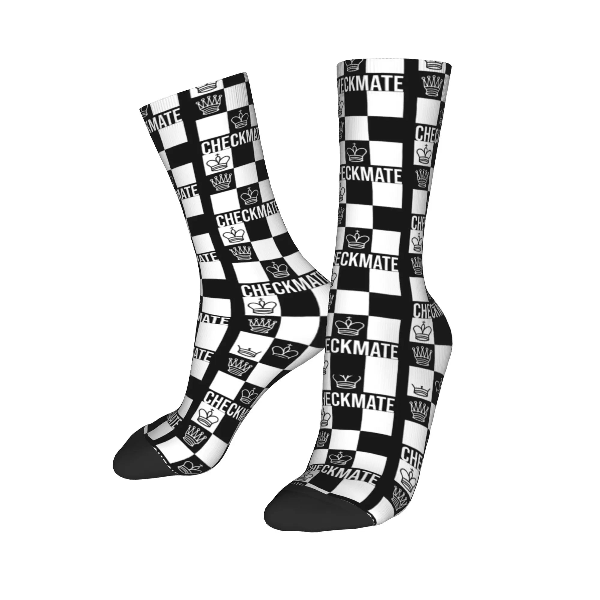 Comfortable and adaptive fit socks with a fun chess theme for everyday wear.