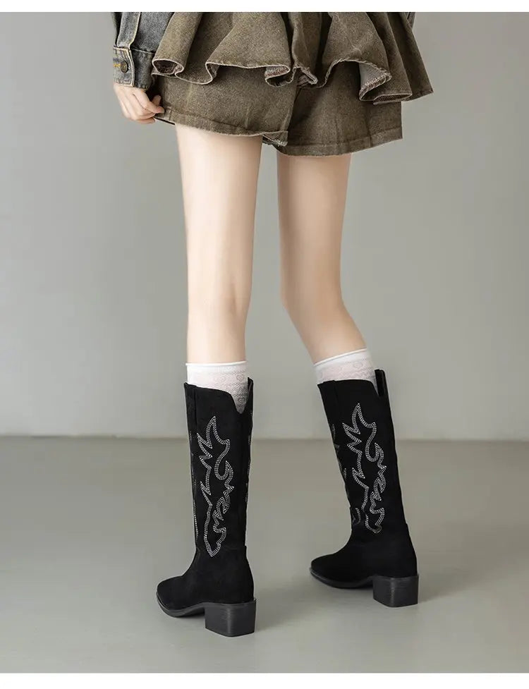 Detail of rubber outsole on embroidered leather cowboy boots