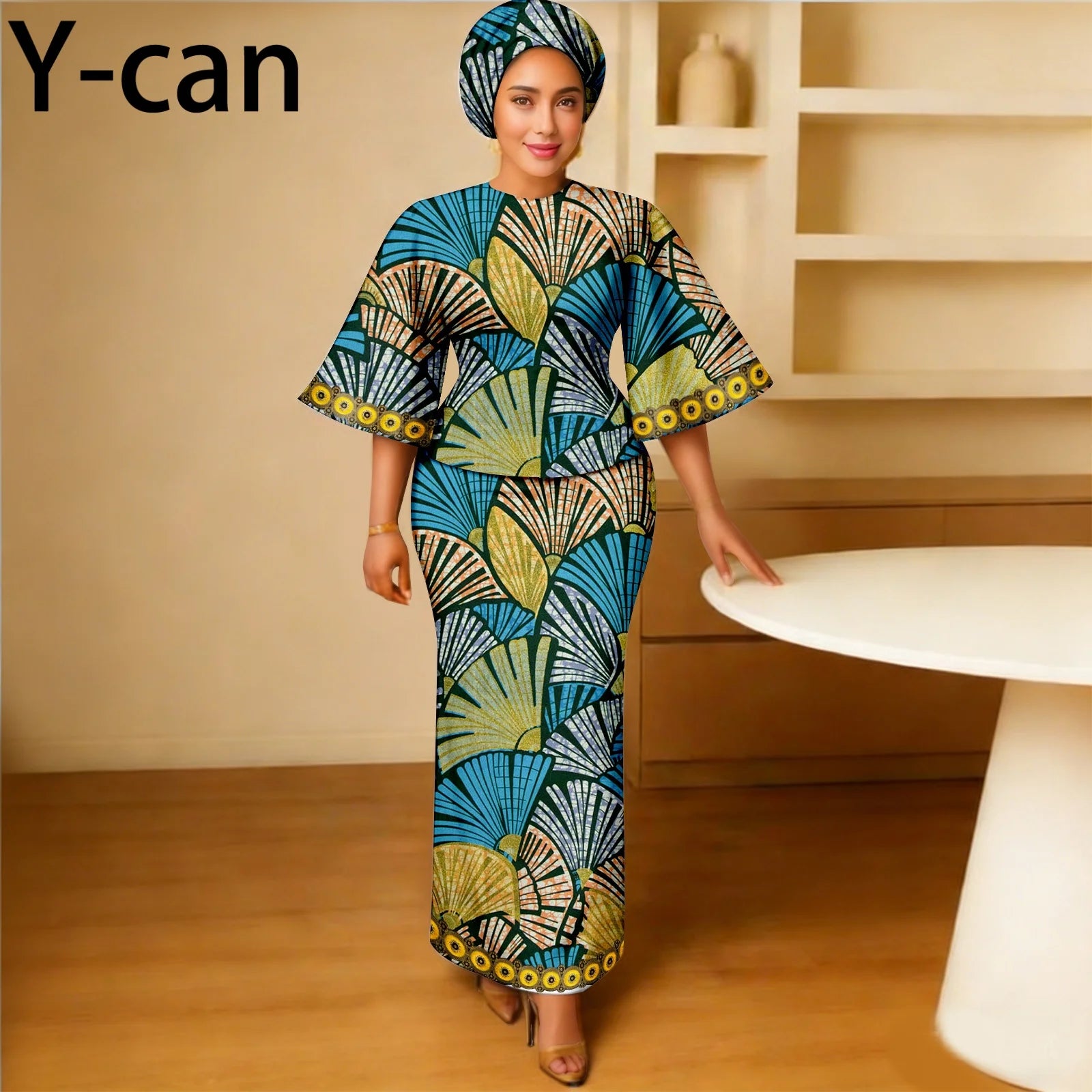 African Traditional Outfits for Women Luxury Top and Slim Fit Skirt Set Bazin Riche Attire for Party Wedding 2626011