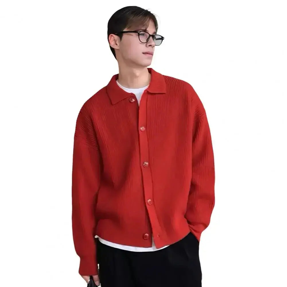 Model in a stylish modern cardigan, demonstrating its adaptability for casual and formal occasions.