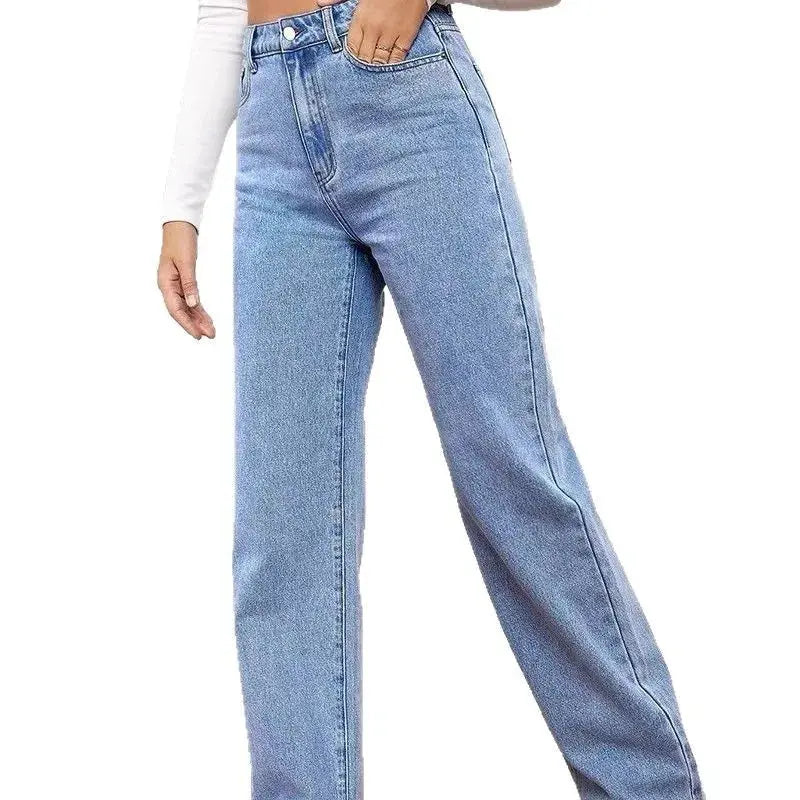 Straight leg silhouette of Sunset Strolls Denim, perfect for casual chic looks.