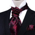 Premium gentleman's ascot set in silk paisley pattern with coordinated pocket square and cufflinks