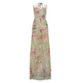 Back view of the Sunset Soirée Mesh Dress, emphasizing its flattering fit and graceful movement.