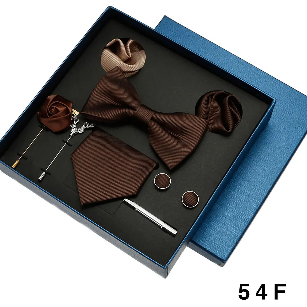 Classic wedding accessory collection with silk-touch tie and coordinating pieces
