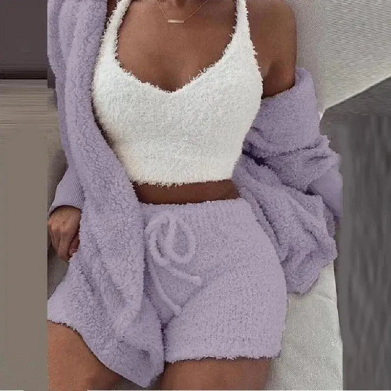 Minimalist design of the Winter Nights Whisper pajamas in neutral tones, ideal for bedtime chic.