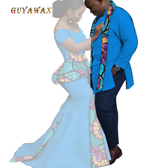 Dashiki Couple African Matching Outfits – Ankara Party Dress & Men's Top