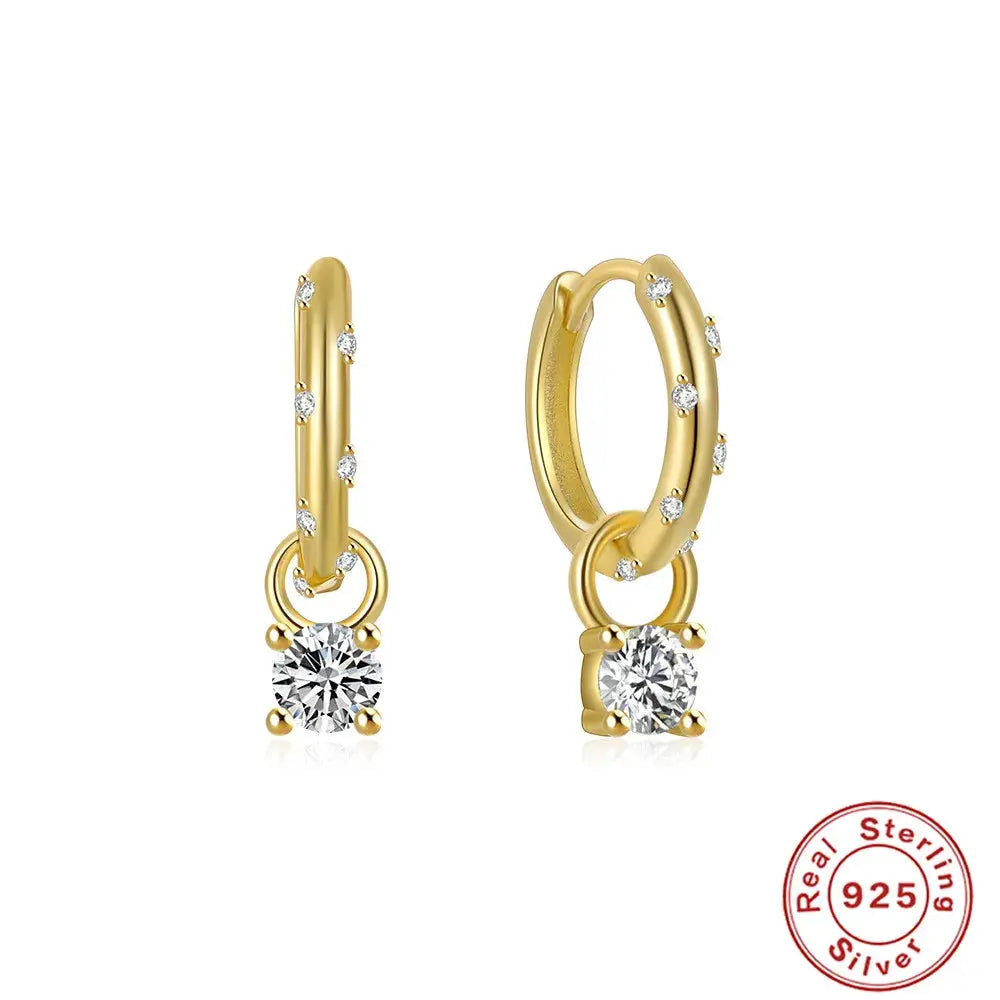 Sophisticated drop earrings featuring shimmering zircon accents.