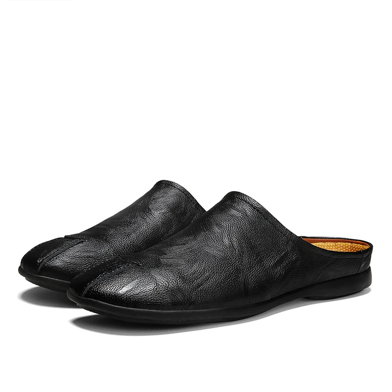 Timeless leather mules featuring bonded leather insole and effortless slip-on style