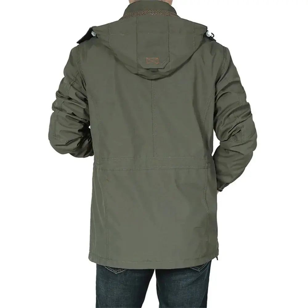 Close-up of the sleek single-breasted front of the Men's Sharp Versatile Jacket.