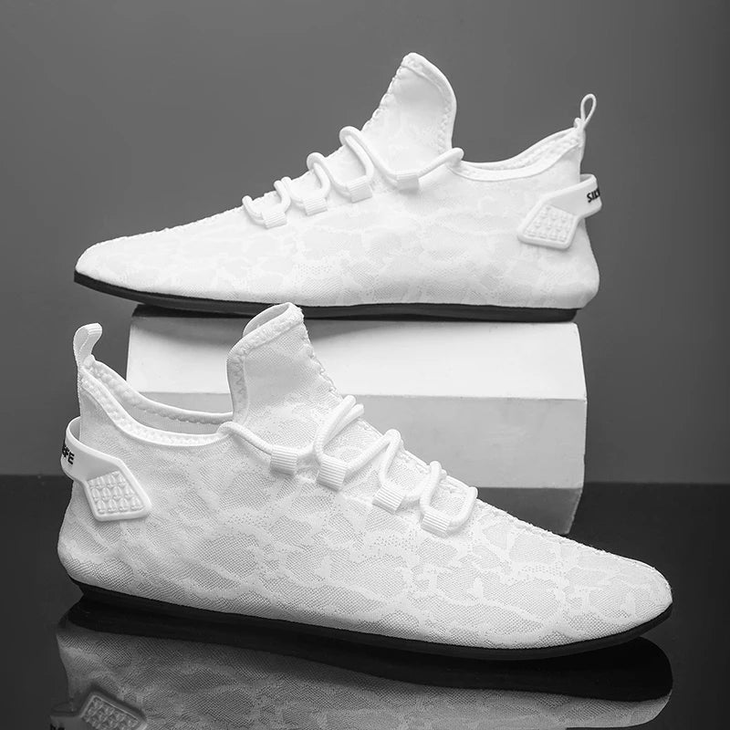 Lightweight men's loafers in navy blue with breathable air mesh uppers.