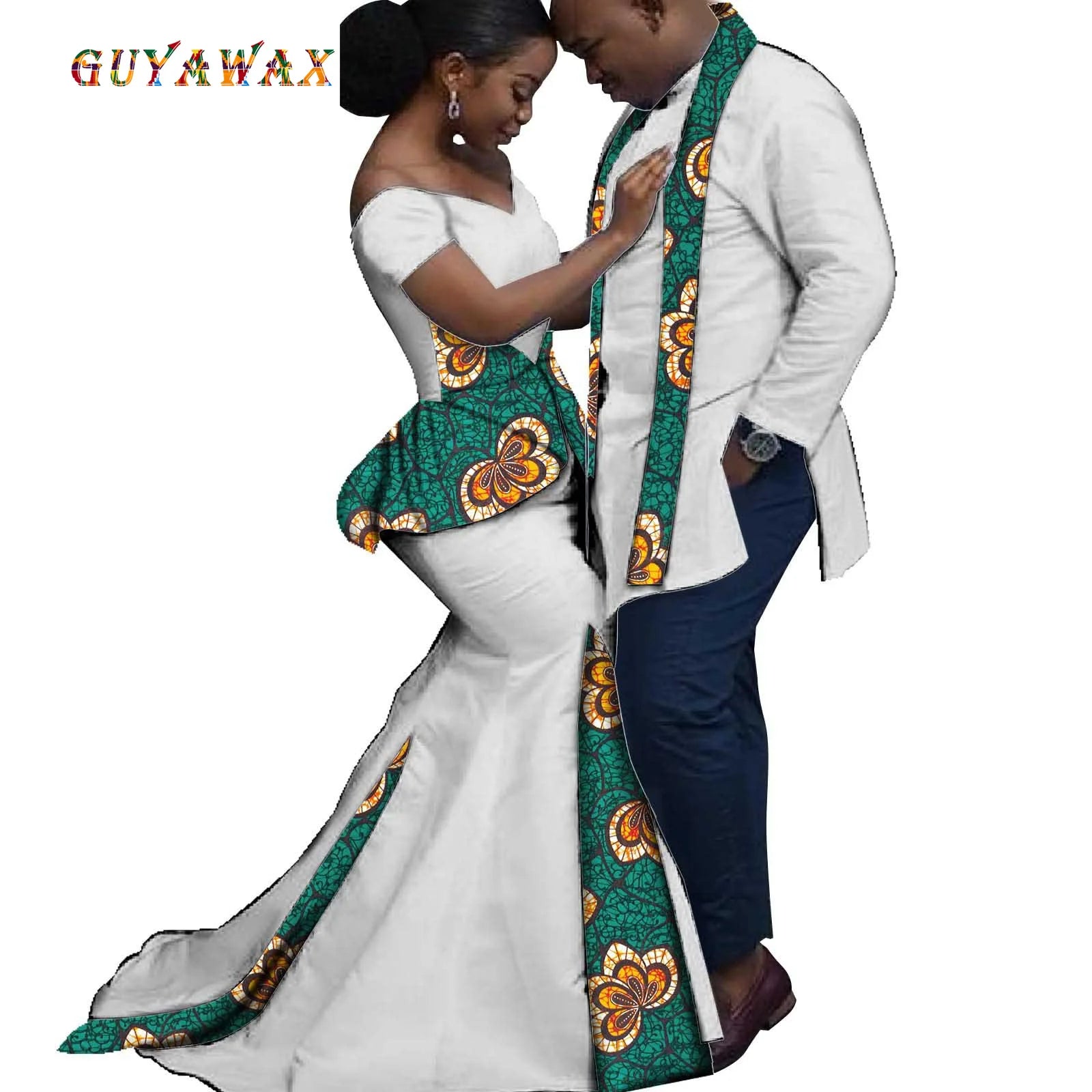 Dashiki Couple African Matching Outfits – Ankara Party Dress & Men's Top