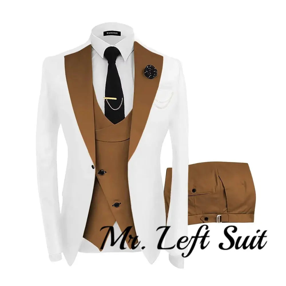 Model showcasing the versatility of the sharp tailored suit set in different settings.
