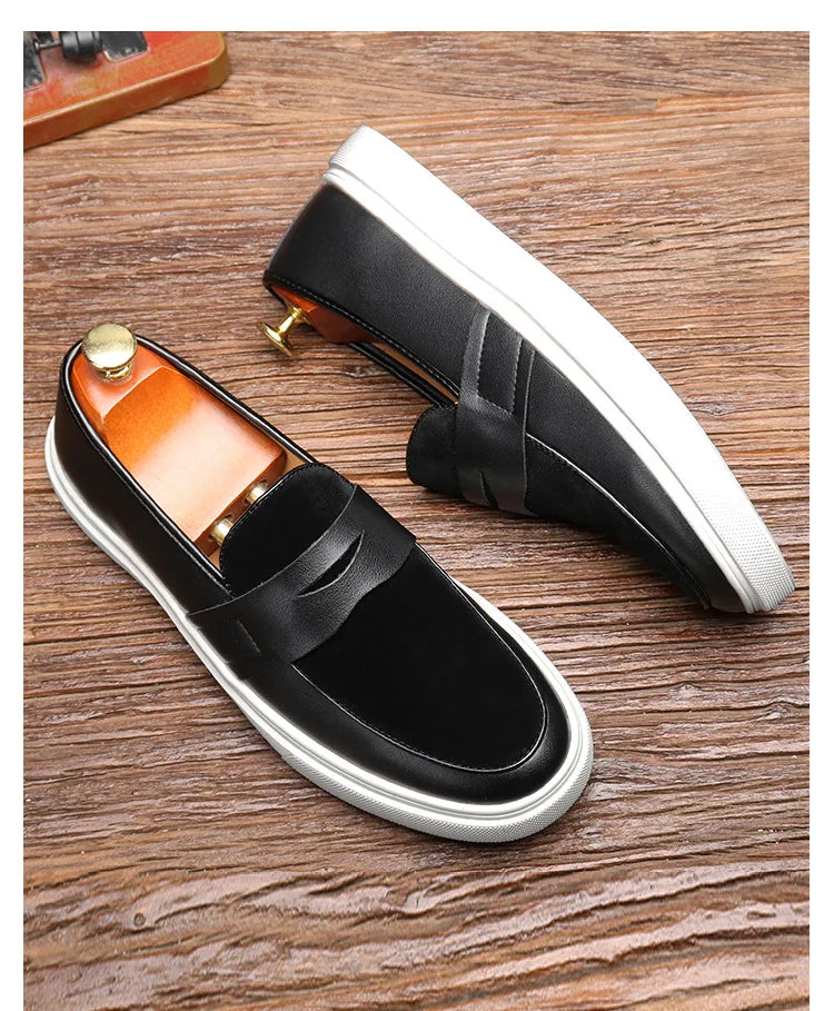 Waterproof platform loafers in luxurious suede with shock-absorbing cushioned sole