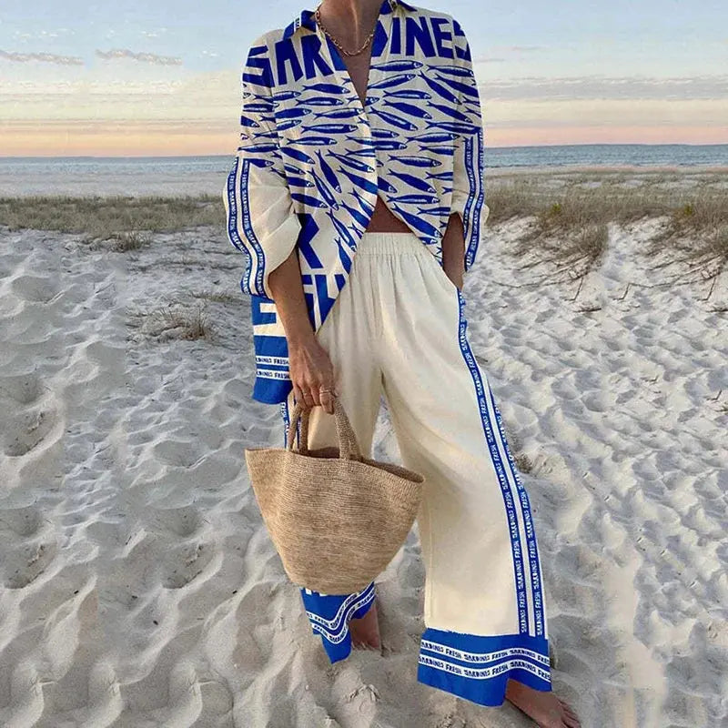 Breezy two-piece set with a graceful silhouette for summer.