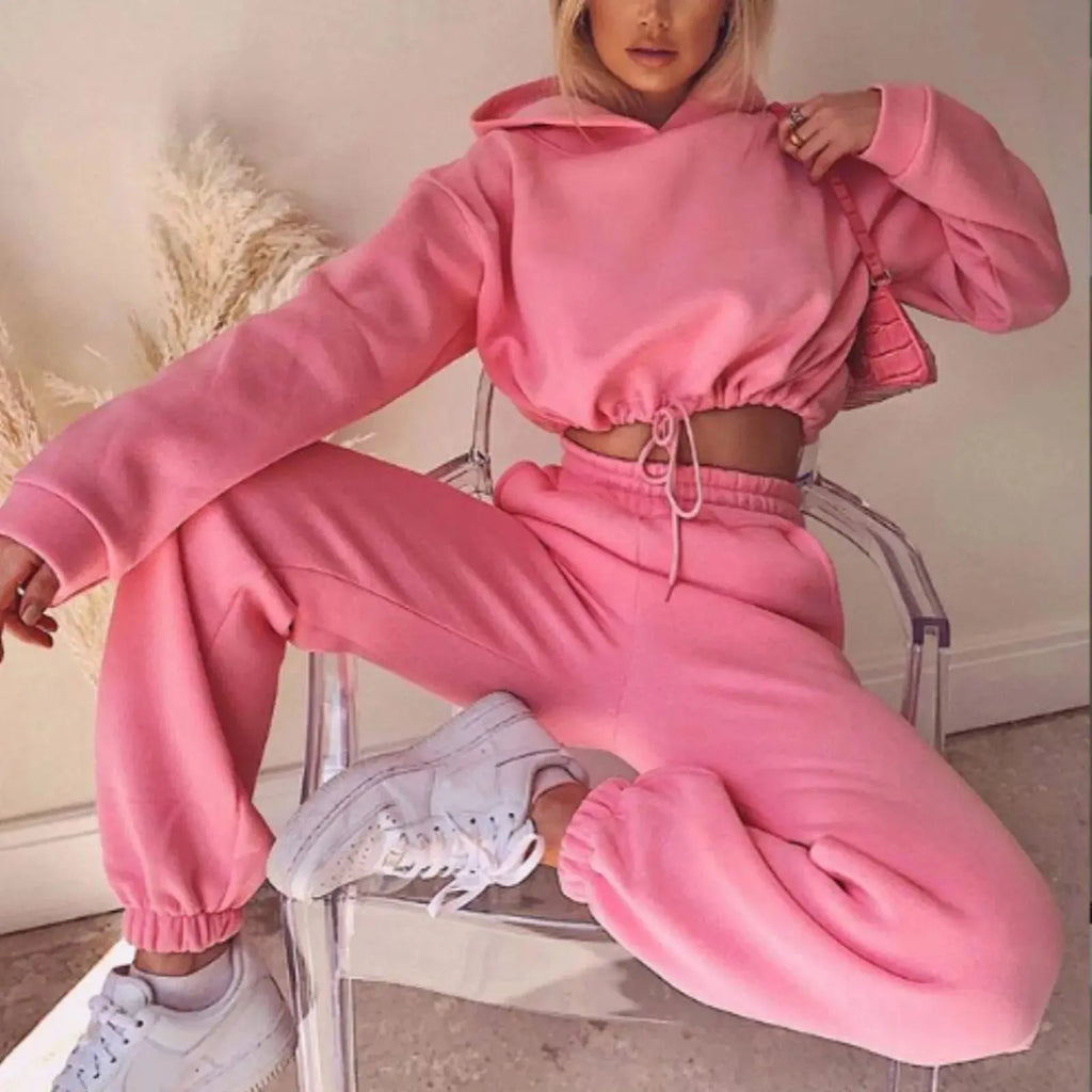 Cozy hooded top in soft polyester-cotton blend, perfect for weekend lounging.